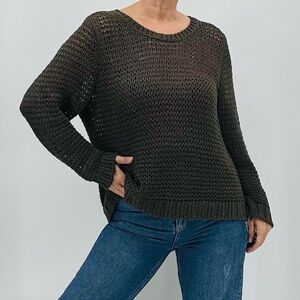Eileen Fisher Minimalist Organic Cotton Quiet Luxury Crochet Knit Sweater
